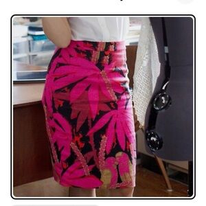 J. Crew Pink and Black Pencil Skirt